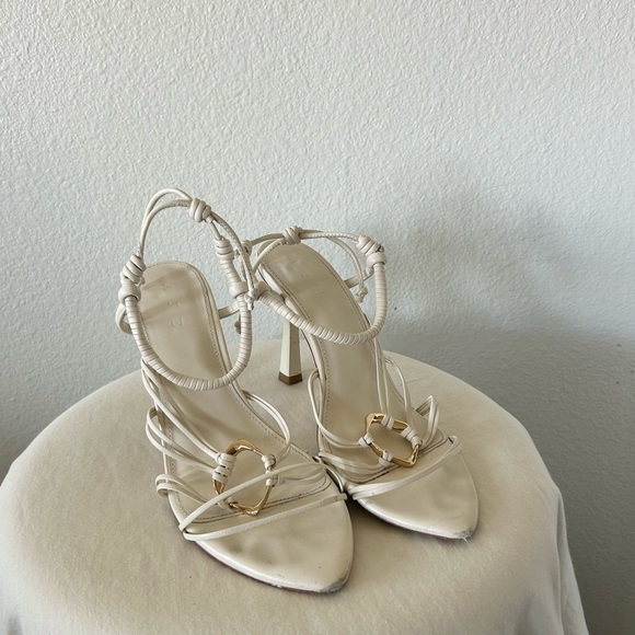 Aje Mirage Leather Strappy Heel in Ivory - Picture 2 of 10